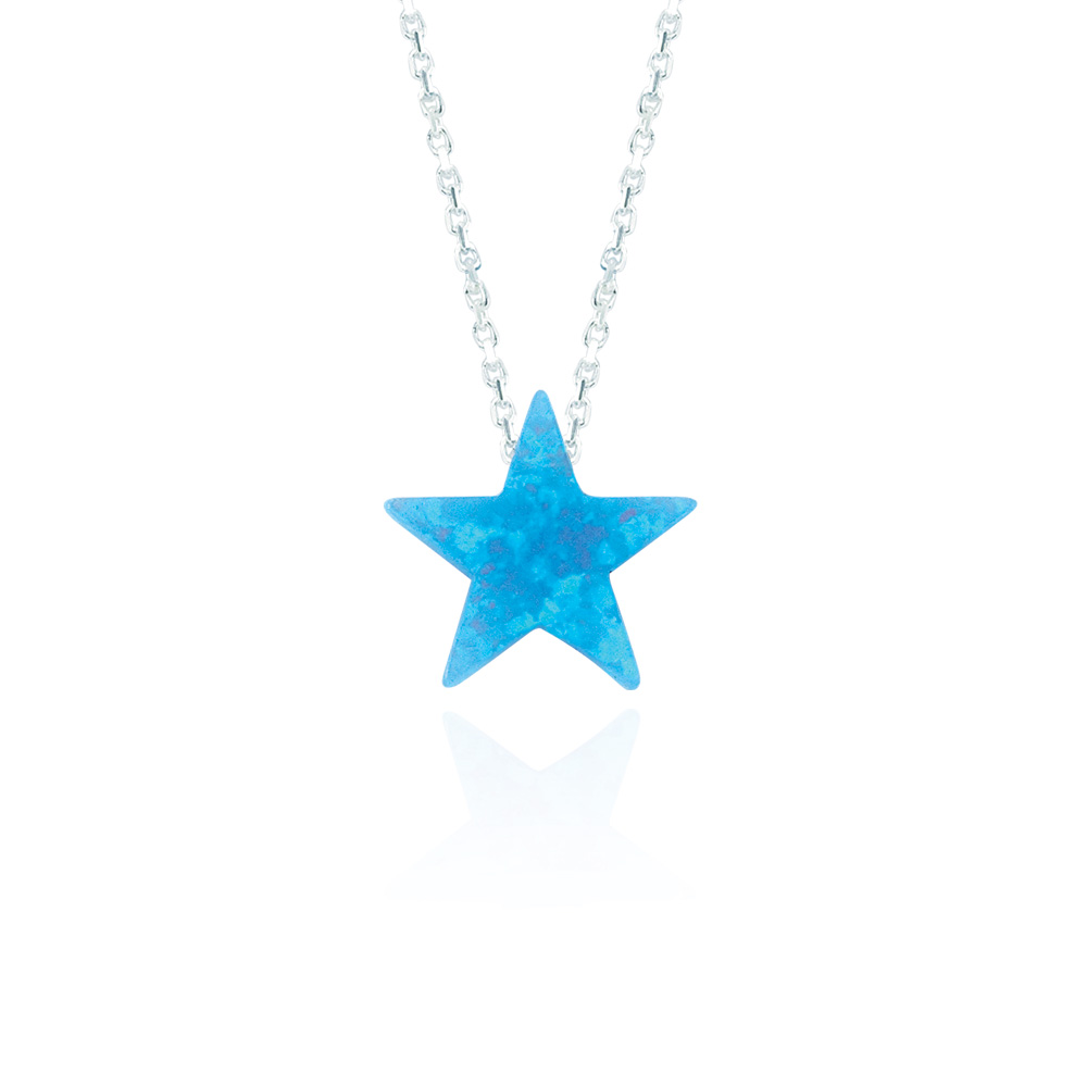 Glorria 925k Sterling Silver Opal Star Necklace