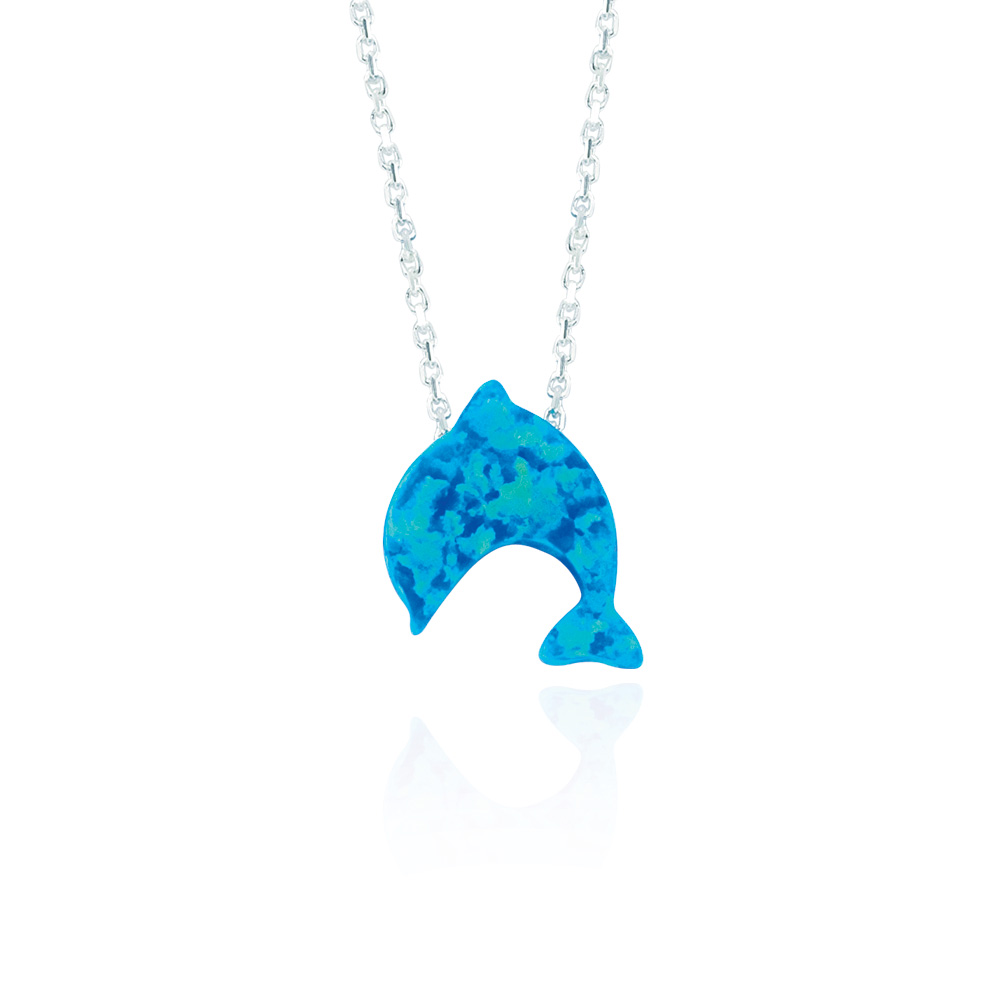 Glorria 925k Sterling Silver Opal Dolphin Necklace Glorria 925k Sterling Silver Opal Dolphin Necklace