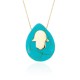 Glorria 14k Solid Gold Turquoise Hamsa Hands Necklace