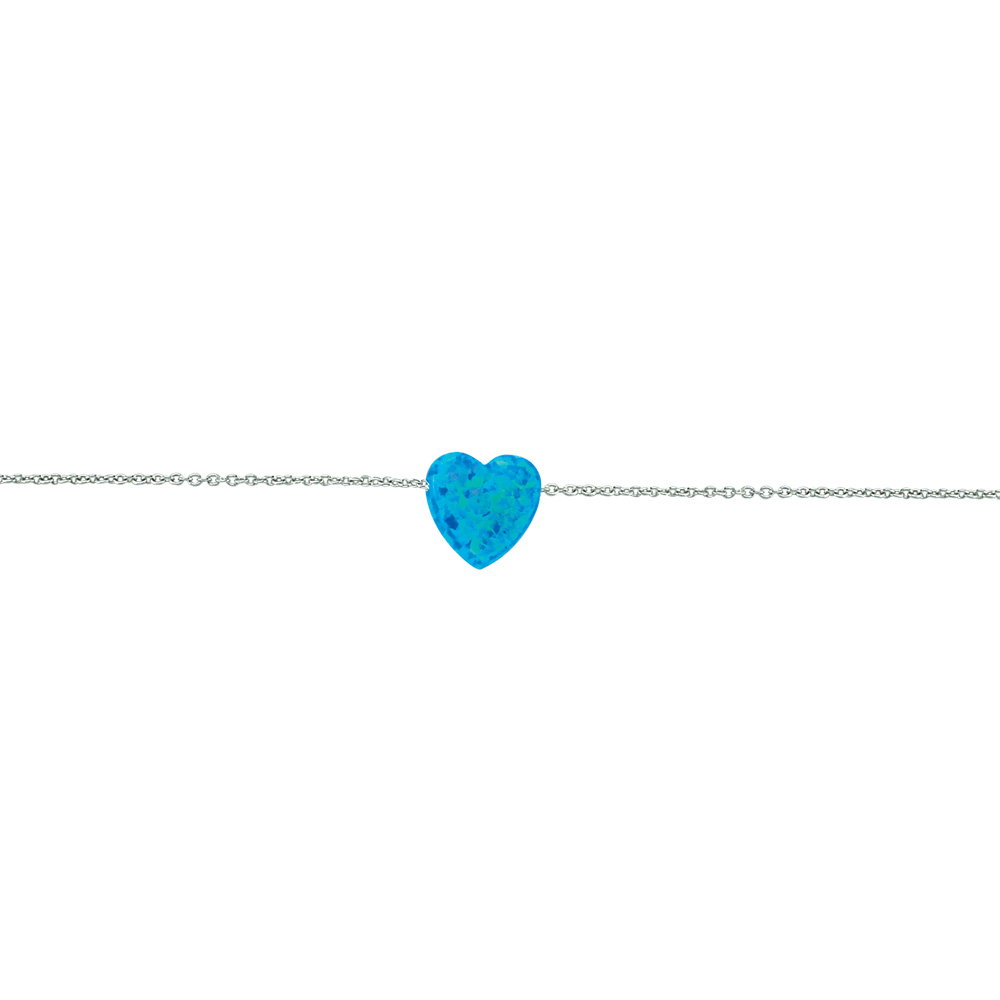 Glorria 925k Sterling Silver Opal Heart Bracelet Glorria 925k Sterling Silver Opal Heart Bracelet
