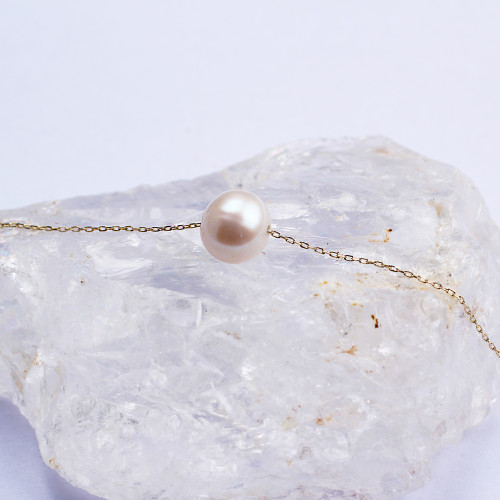 Glorria 14k Solid Gold Single Pearl Bracelet Glorria 14k Solid Gold Single Pearl Bracelet