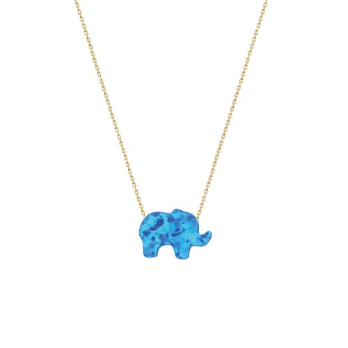 Glorria 14k Solid Gold Opal Elephant Necklace Glorria 14k Solid Gold Opal Elephant Necklace