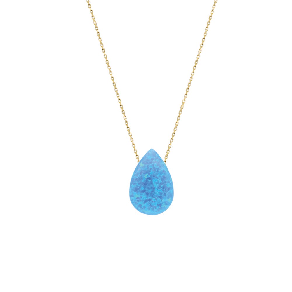 Glorria 14k Solid Gold Opal Drop Necklace