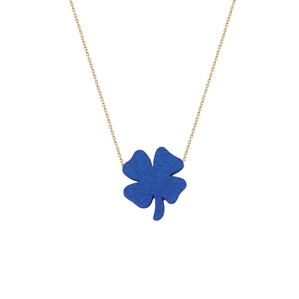 Glorria 14k Solid Gold Opal Clover Necklace