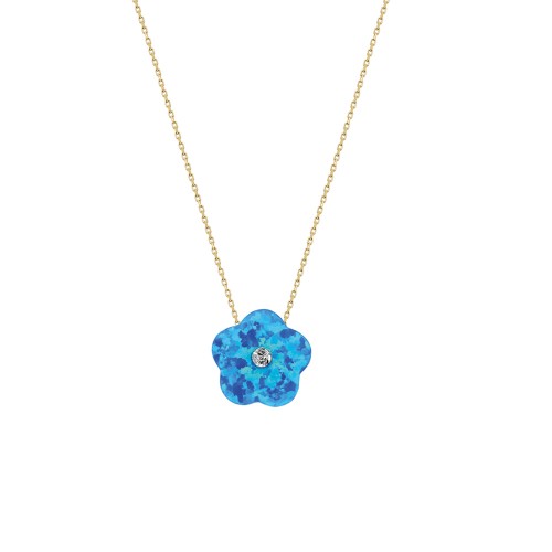 Glorria 14k Solid Gold Opal Flower Necklace Glorria 14k Solid Gold Opal Flower Necklace