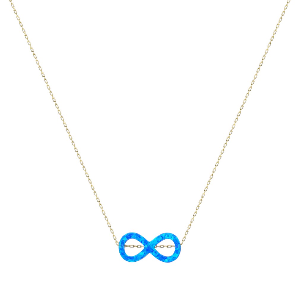 Glorria 14k Solid Gold Opal Infinity Necklace