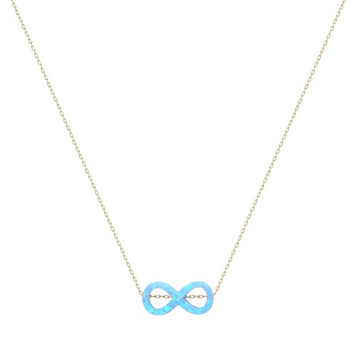 Glorria 14k Solid Gold Opal Infinity Necklace