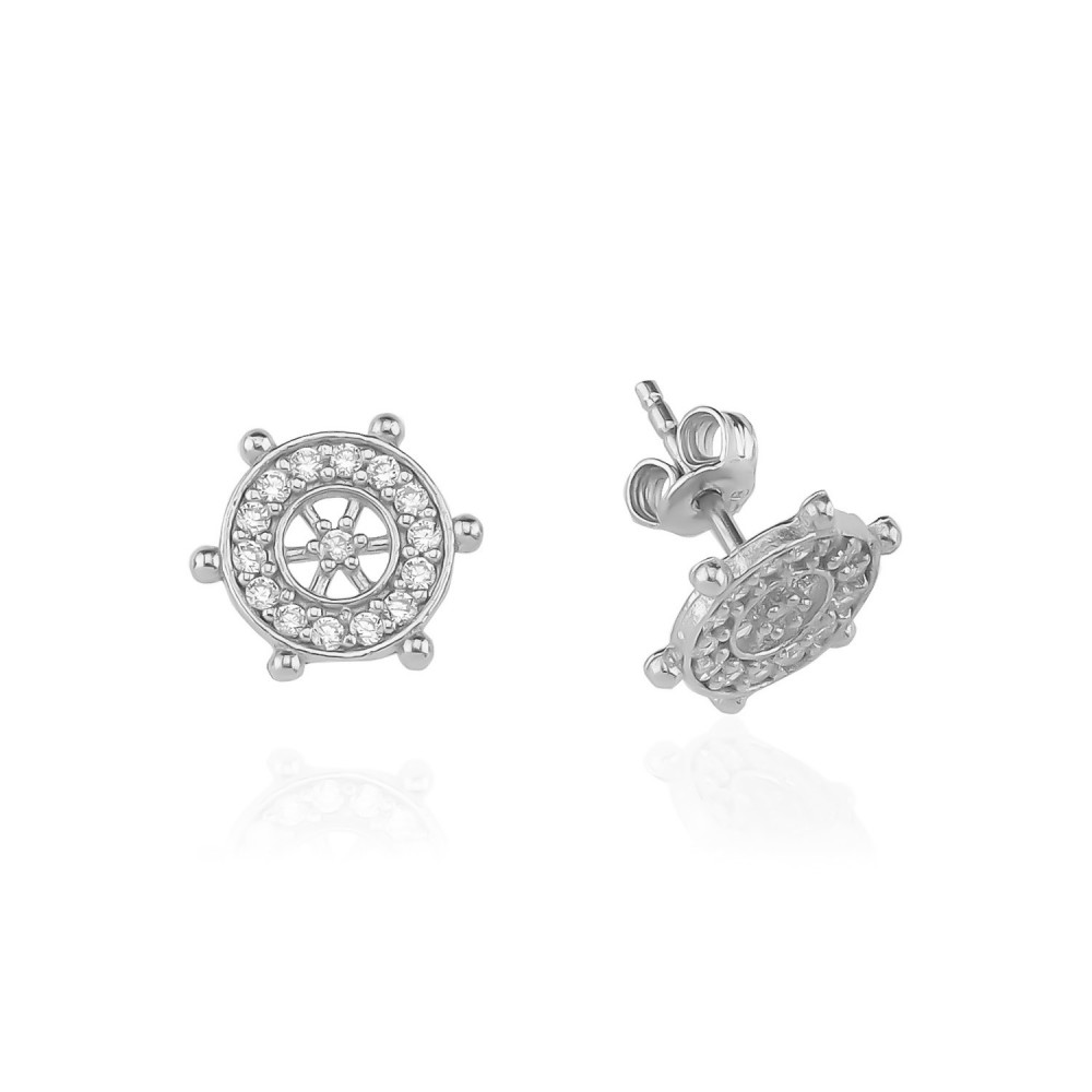 Glorria 925k Sterling Silver Rudder Pave Earring