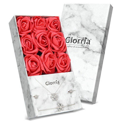 Glorria 925k Sterling Silver Snowflake Necklace, Bracelet, Earrings, Flower Gift Set Glorria 925k Sterling Silver Snowflake Necklace, Bracelet, Earrings, Flower Gift Set