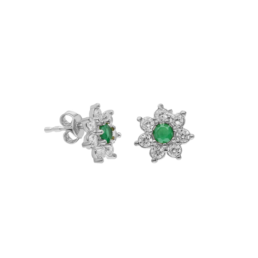 Glorria 925k Sterling Silver Green Star Earring