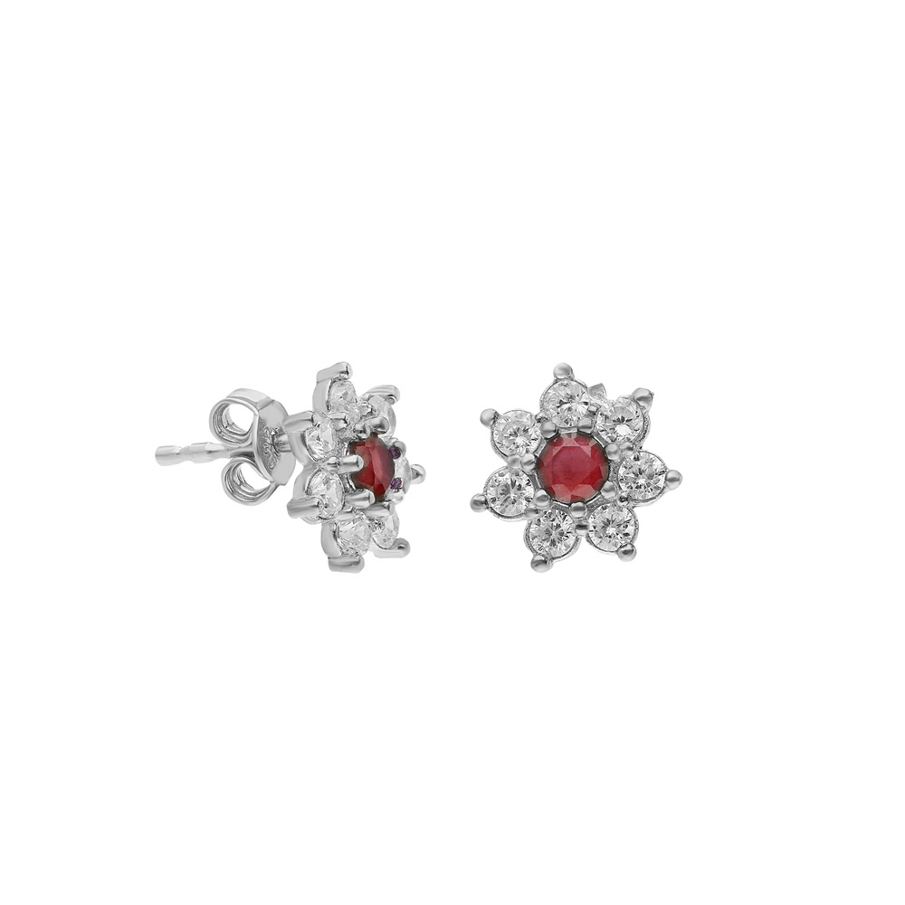 Glorria 925k Sterling Silver Red Star Earring