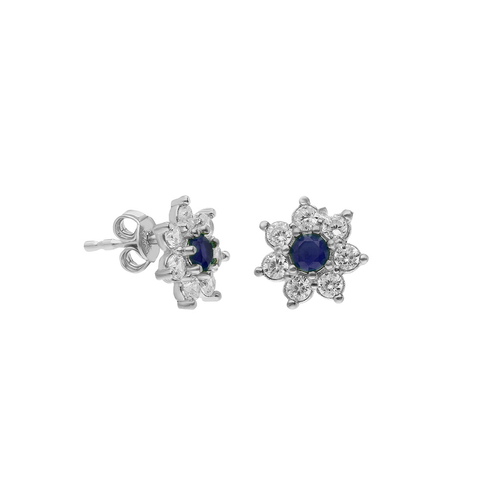 Glorria 925k Sterling Silver Navy Blue Star Earring