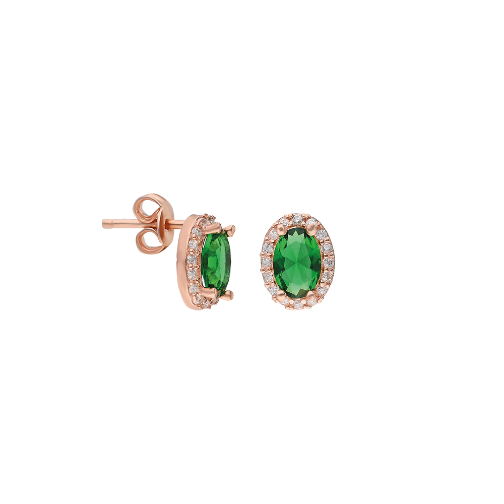 Glorria 925k Sterling Silver Green Anthurage Earring