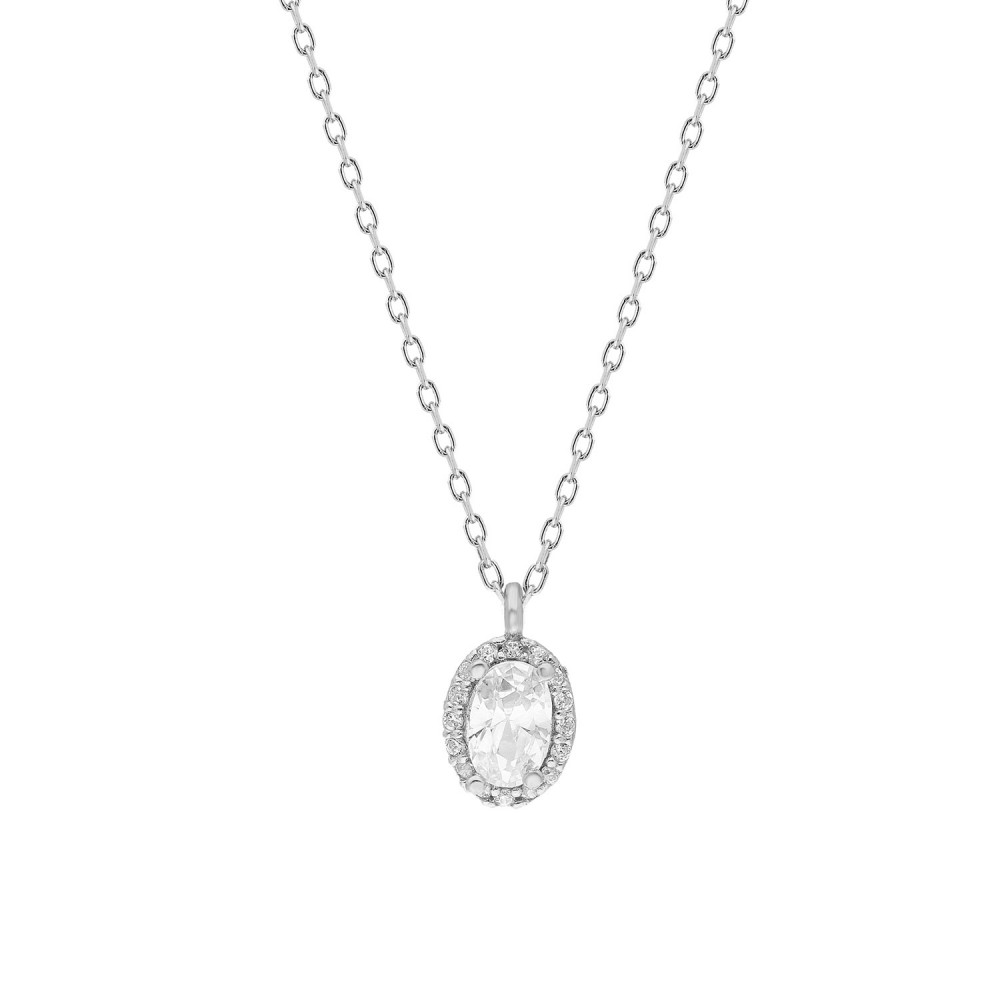 Glorria 925k Sterling Silver Oval Anthurage Necklace