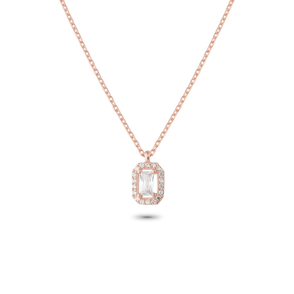 Glorria 925k Sterling Silver Baguette Necklace