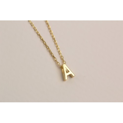 Glorria 925k Sterling Silver 3D Minimalist Letter A Necklace