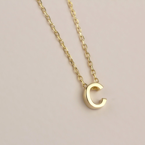 Glorria 925k Sterling Silver 3D Minimalist Letter C Necklace Glorria 925k Sterling Silver 3D Minimalist Letter C Necklace