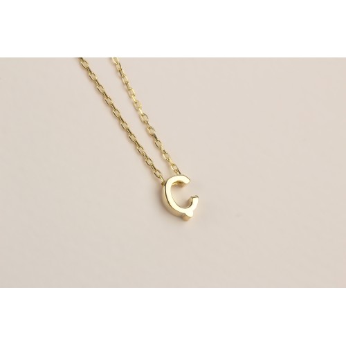 Glorria 925k Sterling Silver 3D Minimalist Letter Ç Necklace
