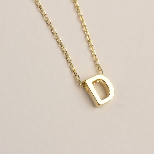 Glorria 925k Sterling Silver 3D Minimalist Letter D Necklace Glorria 925k Sterling Silver 3D Minimalist Letter D Necklace