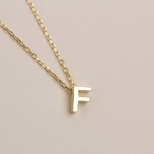 Glorria 925k Sterling Silver 3D Minimalist Letter F Necklace Glorria 925k Sterling Silver 3D Minimalist Letter F Necklace