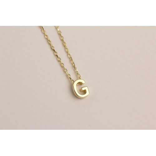 Glorria 925k Sterling Silver 3D Minimalist Letter G Necklace