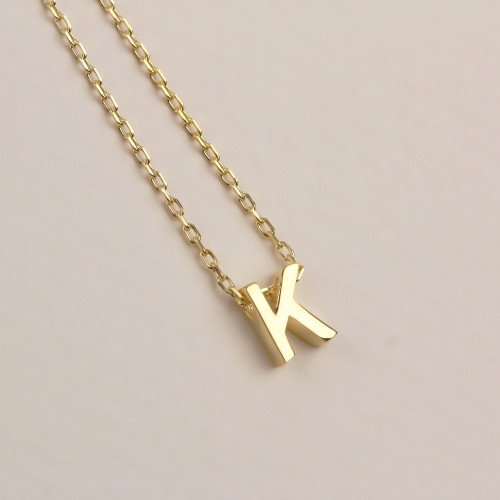 Glorria 925k Sterling Silver 3D Minimalist Letter K Necklace Glorria 925k Sterling Silver 3D Minimalist Letter K Necklace