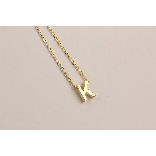 Glorria 925k Sterling Silver 3D Minimalist Letter K Necklace