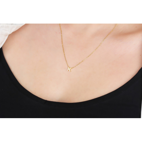 Glorria 925k Sterling Silver 3D Minimalist Letter K Necklace