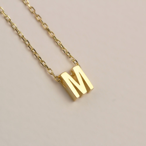 Glorria 925k Sterling Silver 3D Minimalist Letter M Necklace Glorria 925k Sterling Silver 3D Minimalist Letter M Necklace