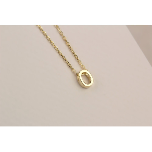Glorria 925k Sterling Silver 3D Minimalist Letter O Necklace