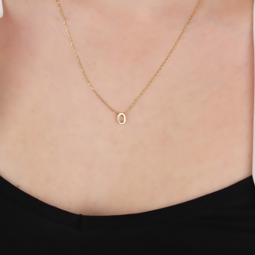 Glorria 925k Sterling Silver 3D Minimalist Letter O Necklace