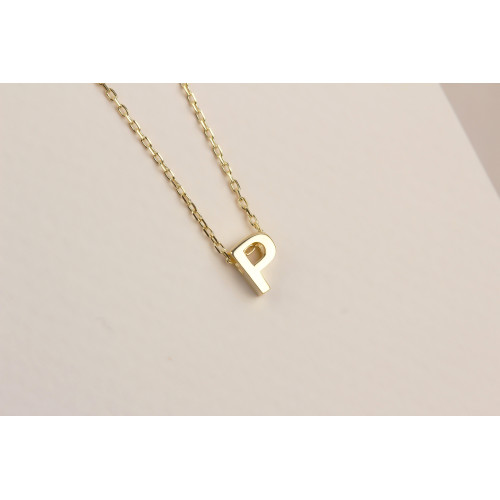 Glorria 925k Sterling Silver 3D Minimalist Letter P Necklace Glorria 925k Sterling Silver 3D Minimalist Letter P Necklace