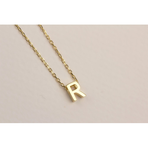 Glorria 925k Sterling Silver 3D Minimalist Letter R Necklace