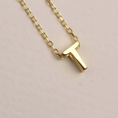 Glorria 925k Sterling Silver 3D Minimalist Letter T Necklace Glorria 925k Sterling Silver 3D Minimalist Letter T Necklace