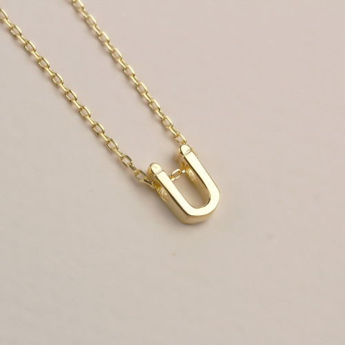 Glorria 925k Sterling Silver 3D Minimalist Letter Ü Necklace Glorria 925k Sterling Silver 3D Minimalist Letter Ü Necklace