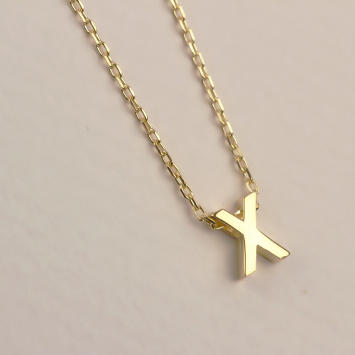 Glorria 925k Sterling Silver 3D Minimalist Letter X Necklace Glorria 925k Sterling Silver 3D Minimalist Letter X Necklace
