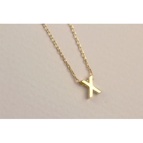 Glorria 925k Sterling Silver 3D Minimalist Letter X Necklace