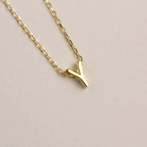 Glorria 925k Sterling Silver 3D Minimalist Letter Y Necklace Glorria 925k Sterling Silver 3D Minimalist Letter Y Necklace