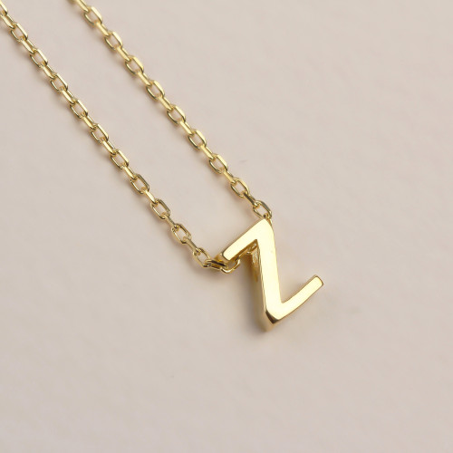 Glorria 925k Sterling Silver 3D Minimalist Letter Z Necklace Glorria 925k Sterling Silver 3D Minimalist Letter Z Necklace