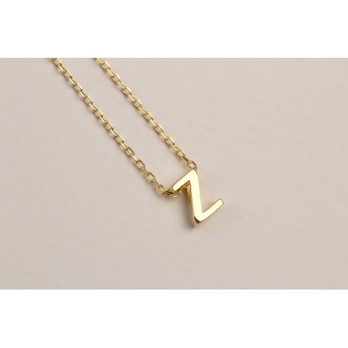 Glorria 925k Sterling Silver 3D Minimalist Letter Z Necklace