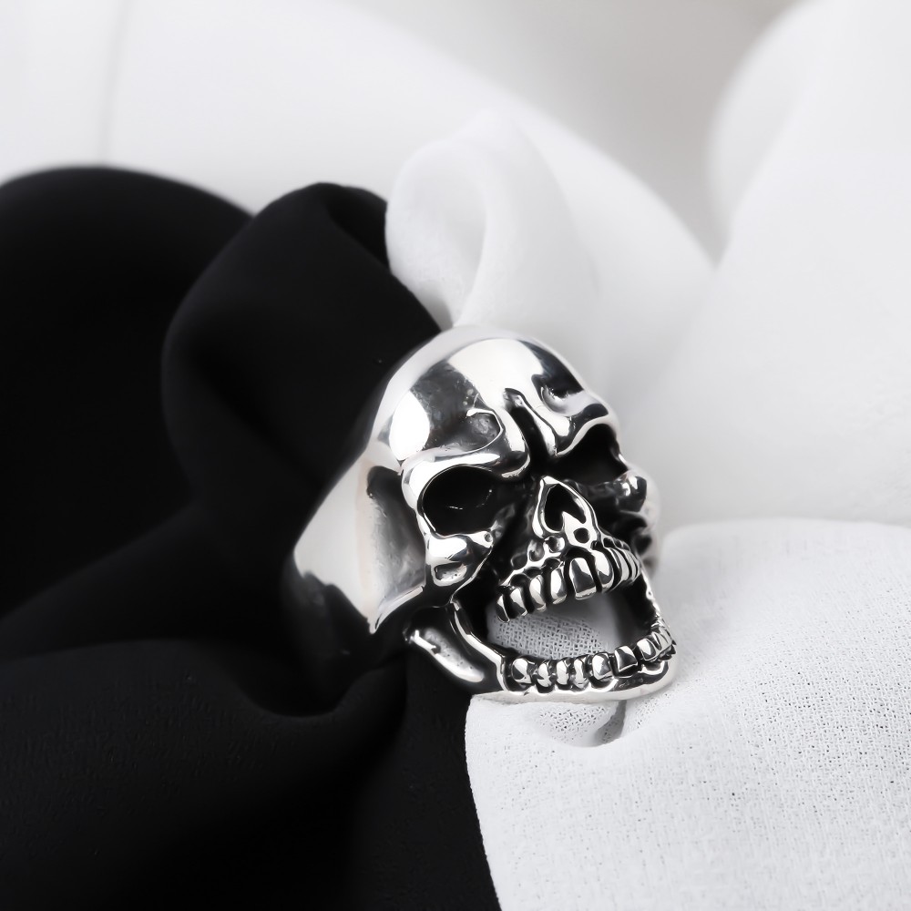 Glorria 925k Sterling Silver Men Skull Ring