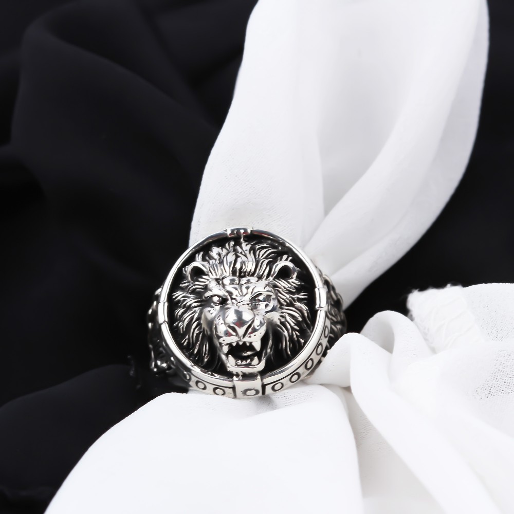 Glorria 925k Sterling Silver Men Roaring Lion Ring Glorria 925k Sterling Silver Men Roaring Lion Ring