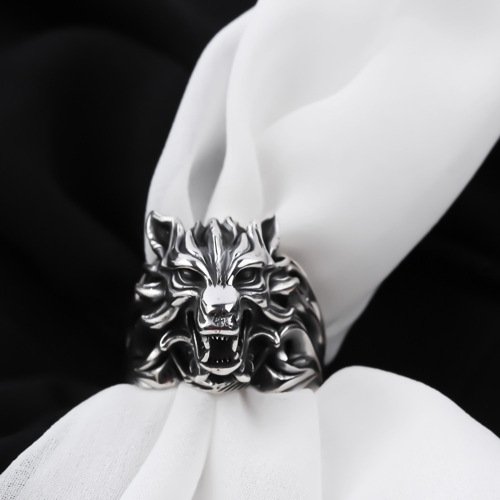 Glorria 925k Sterling Silver Men Wolf Ring Glorria 925k Sterling Silver Men Wolf Ring
