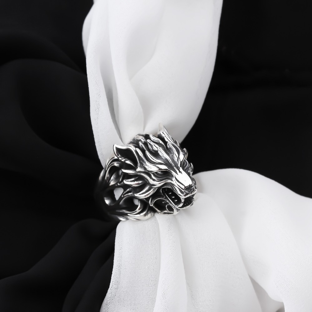 Glorria 925k Sterling Silver Men Wolf Ring Glorria 925k Sterling Silver Men Wolf Ring