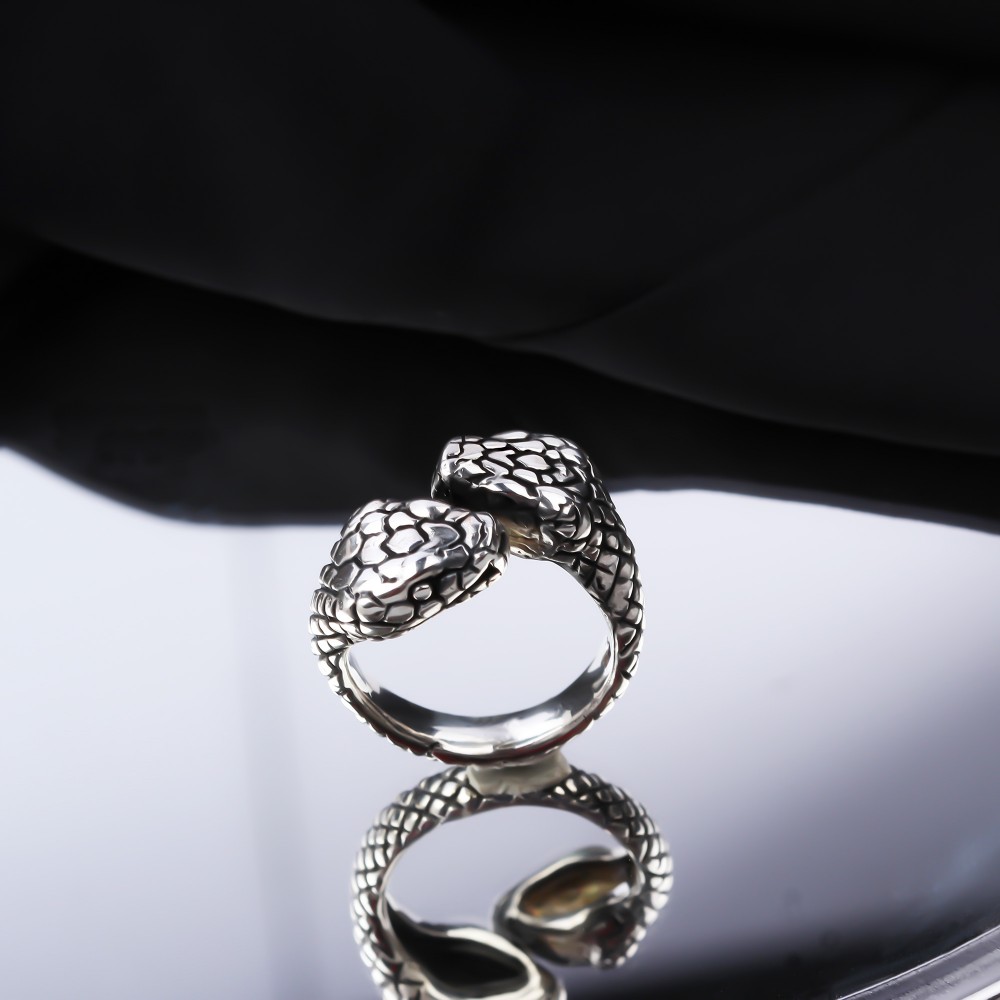 Glorria 925k Sterling Silver Men Snake Ring