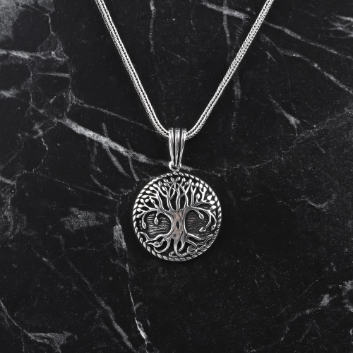 Glorria 925k Sterling Silver Men Rooted Tree of Life Necklace Glorria 925k Sterling Silver Men Rooted Tree of Life Necklace
