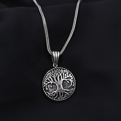 Glorria 925k Sterling Silver Men Rooted Tree of Life Necklace Glorria 925k Sterling Silver Men Rooted Tree of Life Necklace