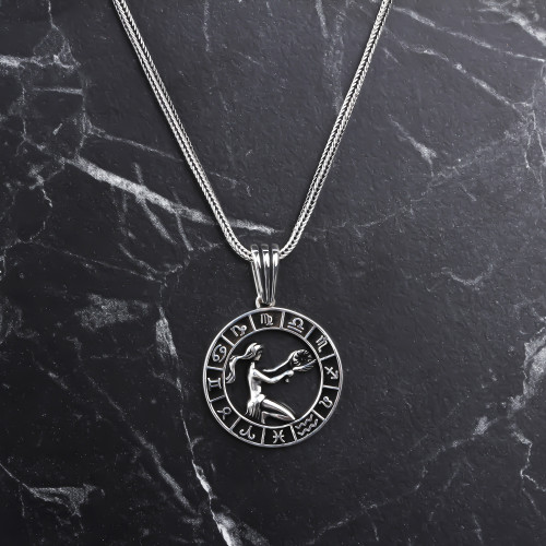 Glorria 925k Sterling Silver Male Virgo Necklace Glorria 925k Sterling Silver Male Virgo Necklace