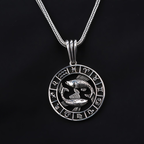 Glorria 925k Sterling Silver Men Pisces Necklace Glorria 925k Sterling Silver Men Pisces Necklace