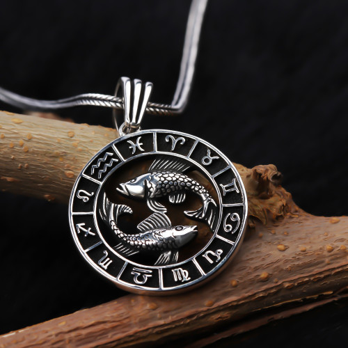 Glorria 925k Sterling Silver Men Pisces Necklace Glorria 925k Sterling Silver Men Pisces Necklace